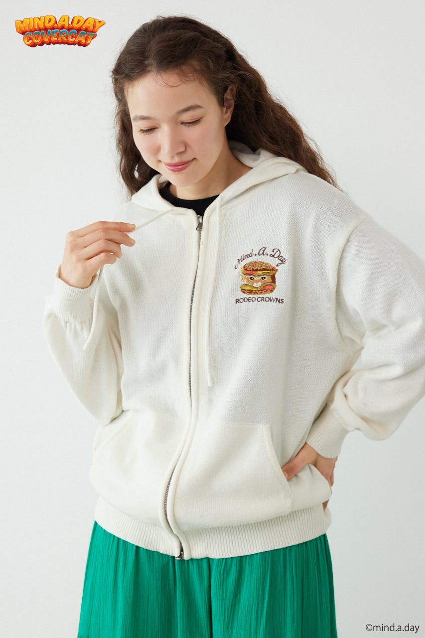 (MIND.A.DAY)ワンポイントニットフーディー O/WHT FREE