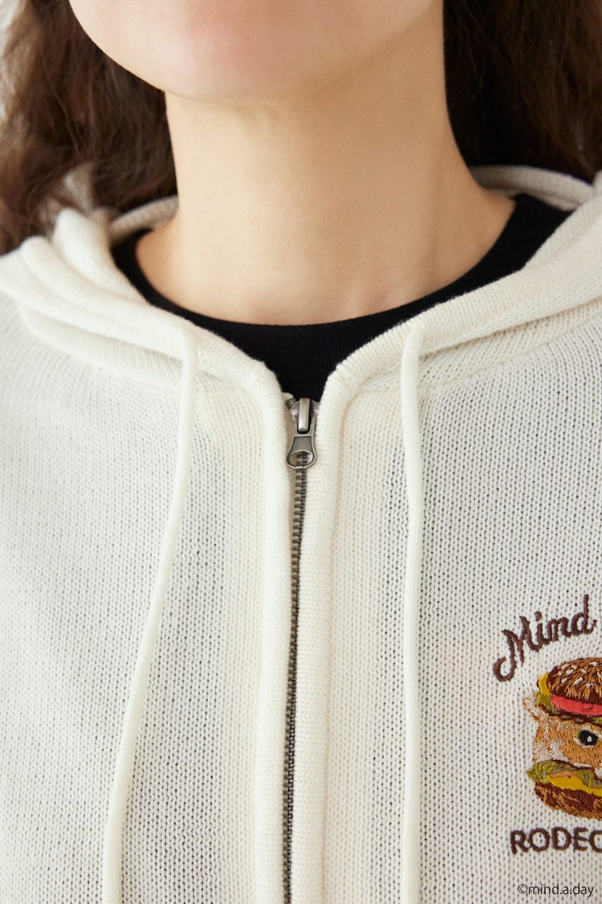 (MIND.A.DAY)ワンポイントニットフーディー O/WHT FREE