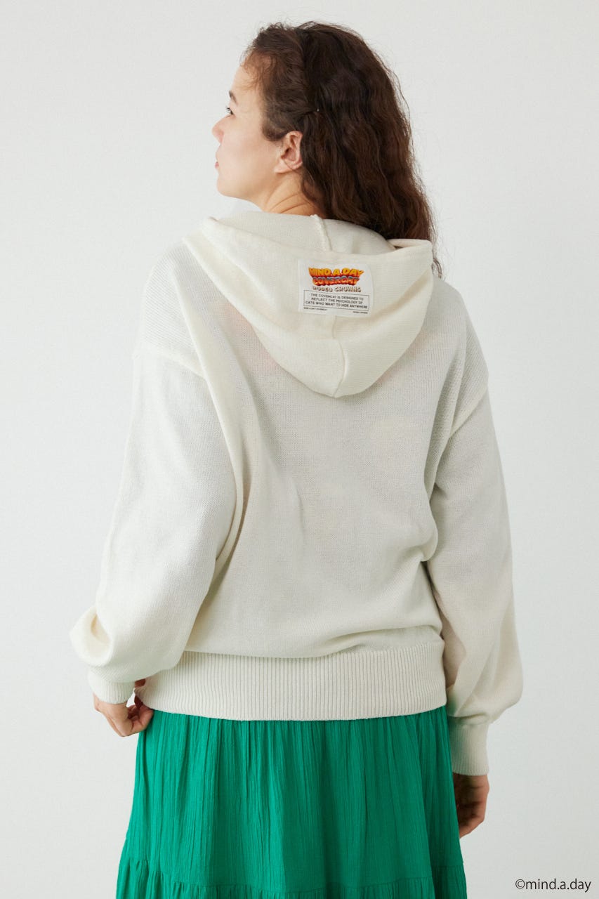 (MIND.A.DAY)ワンポイントニットフーディー O/WHT FREE