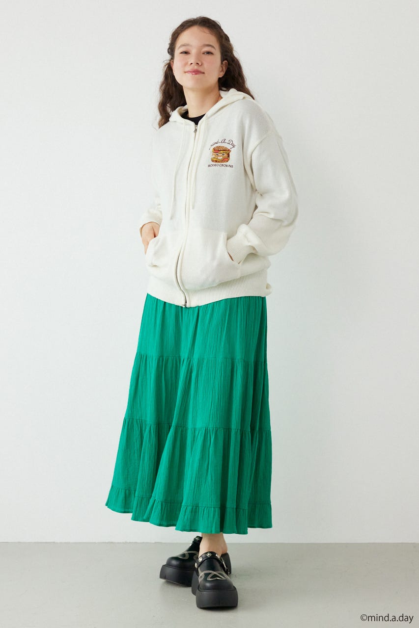 (MIND.A.DAY)ワンポイントニットフーディー O/WHT FREE