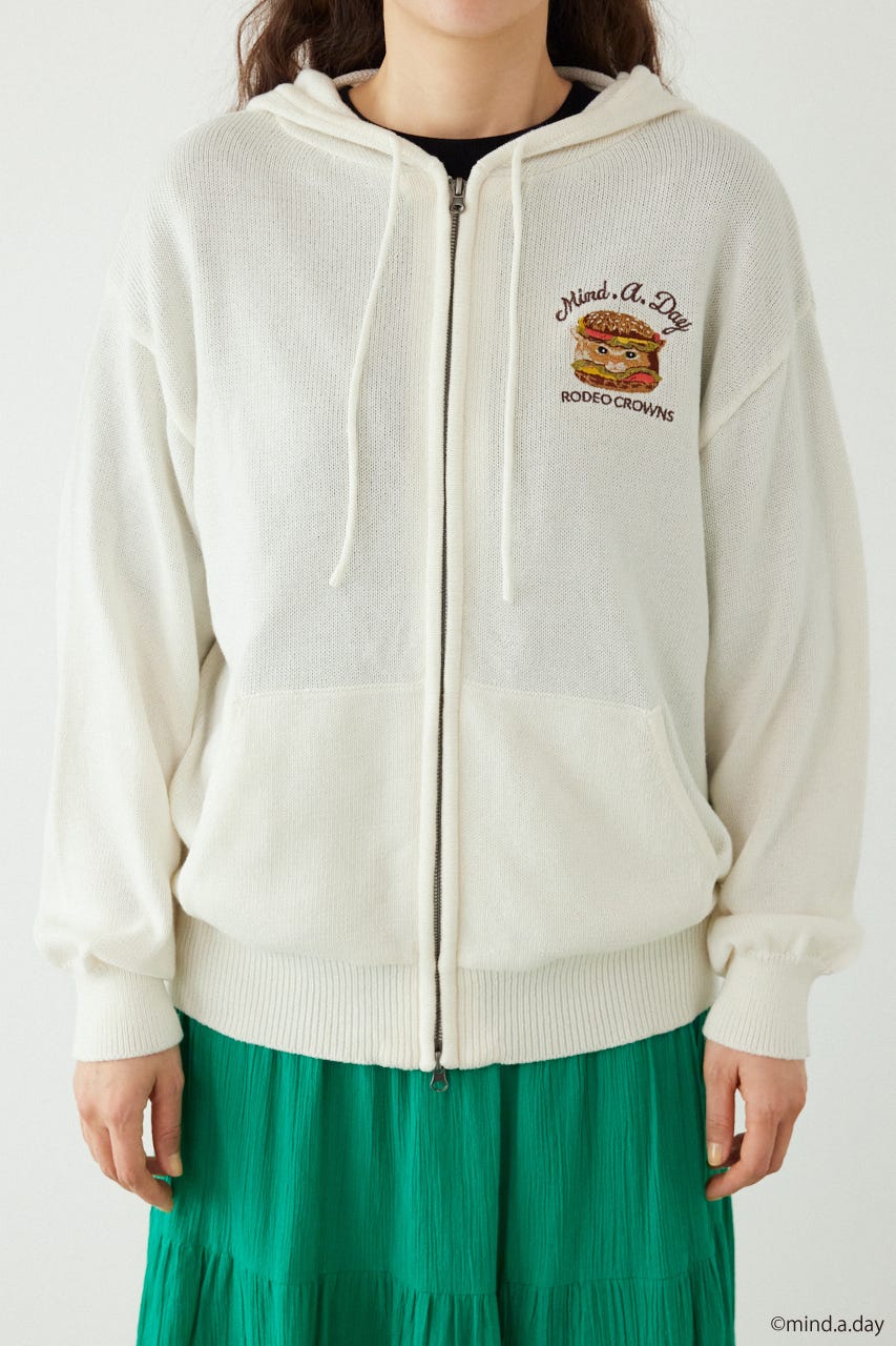 (MIND.A.DAY)ワンポイントニットフーディー O/WHT FREE