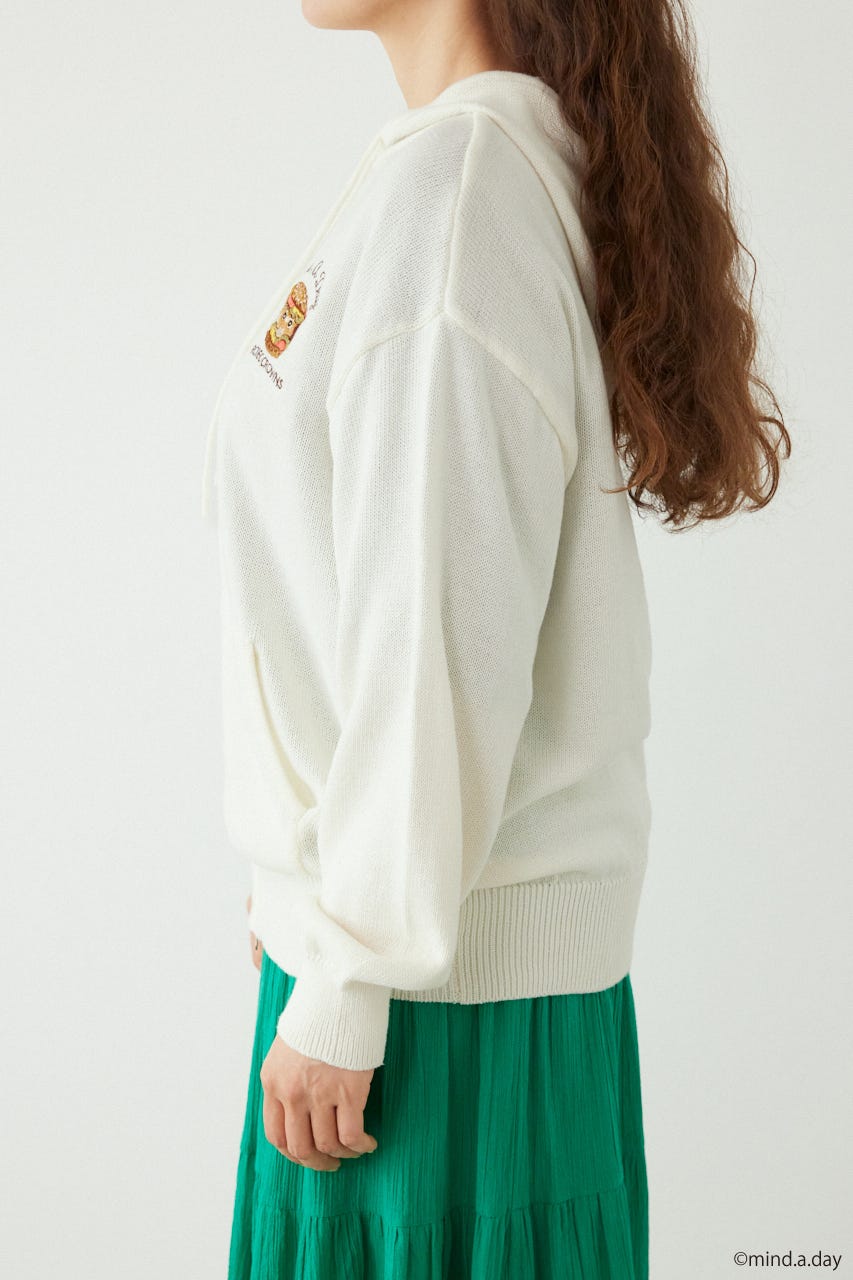 (MIND.A.DAY)ワンポイントニットフーディー O/WHT FREE