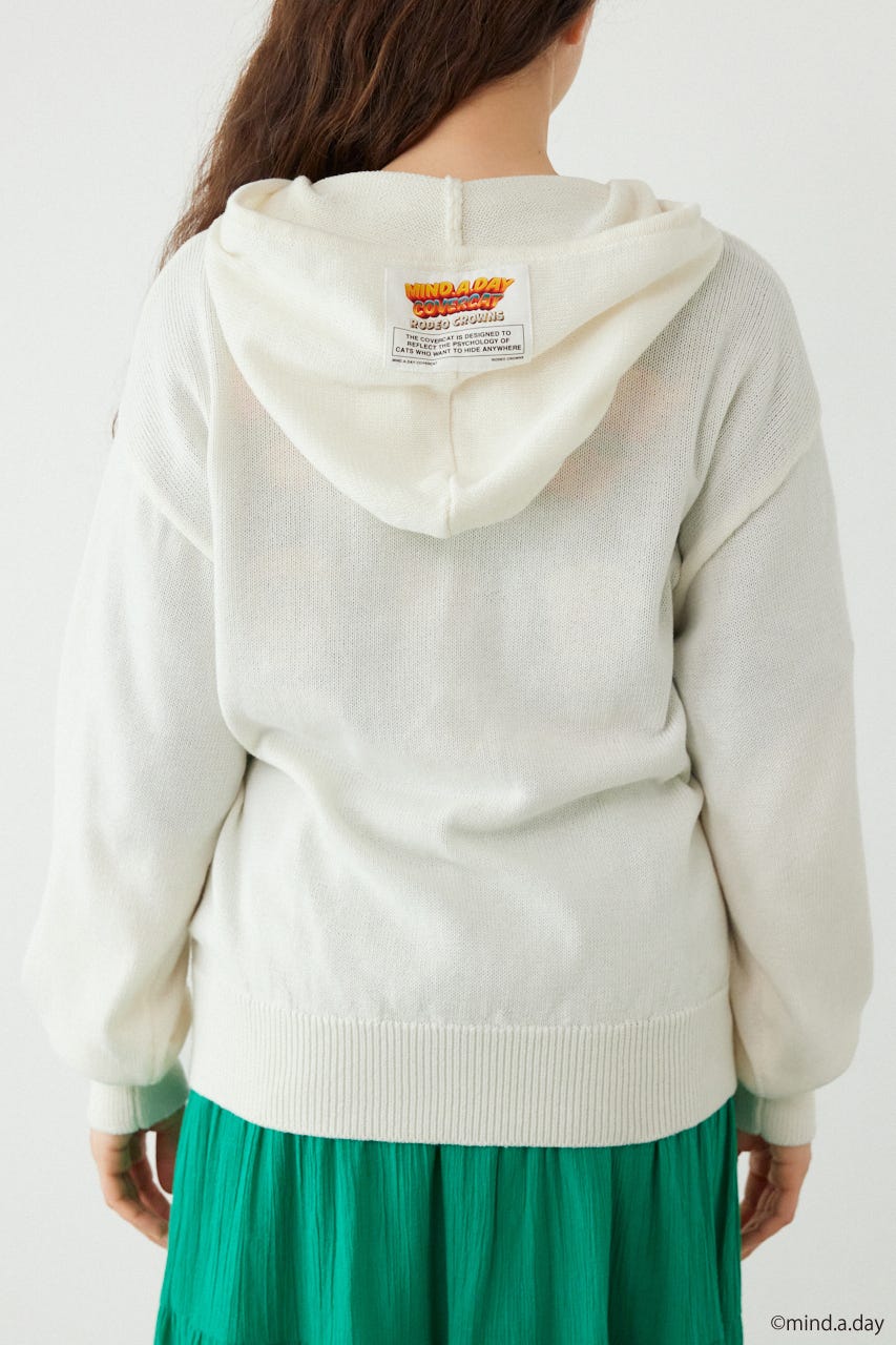 (MIND.A.DAY)ワンポイントニットフーディー O/WHT FREE
