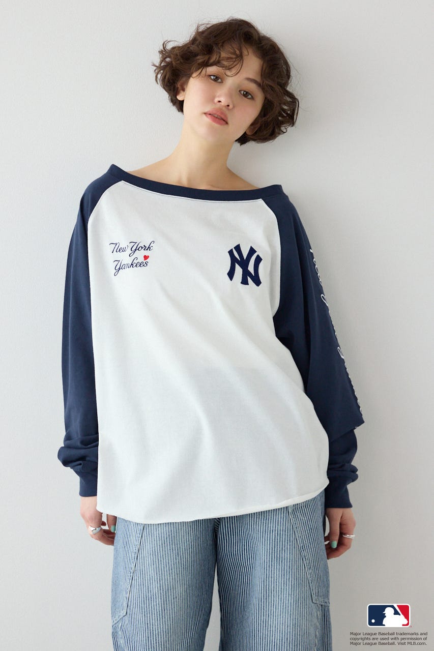 (MLB)オフショルラグラントップス 柄NVY FREE