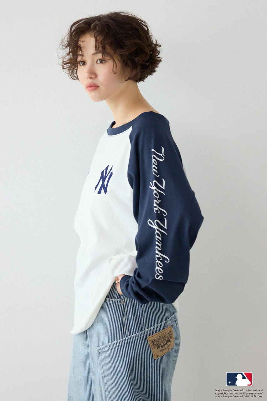 (MLB)オフショルラグラントップス 柄NVY FREE