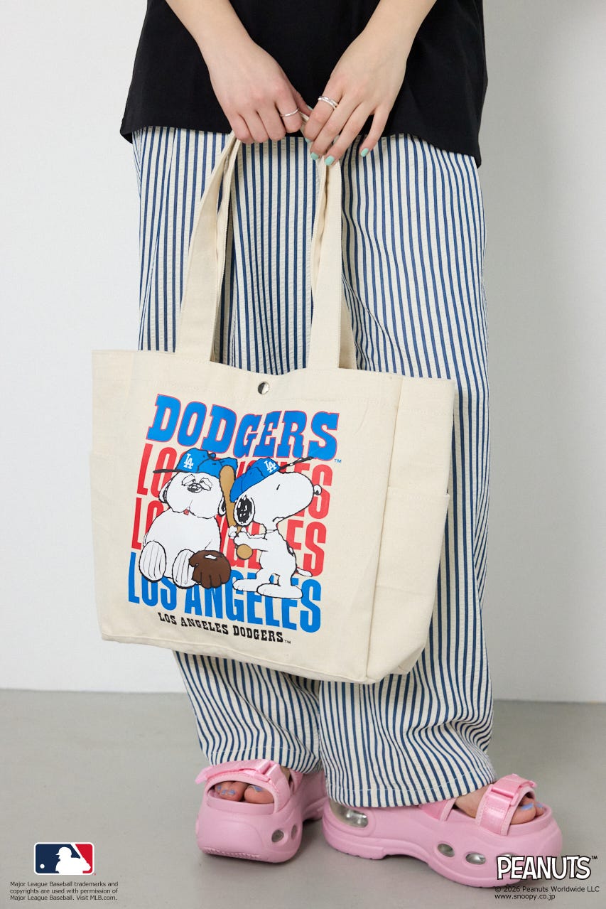 (MLBxPEANUTS)トートバッグ O/WHT FREE
