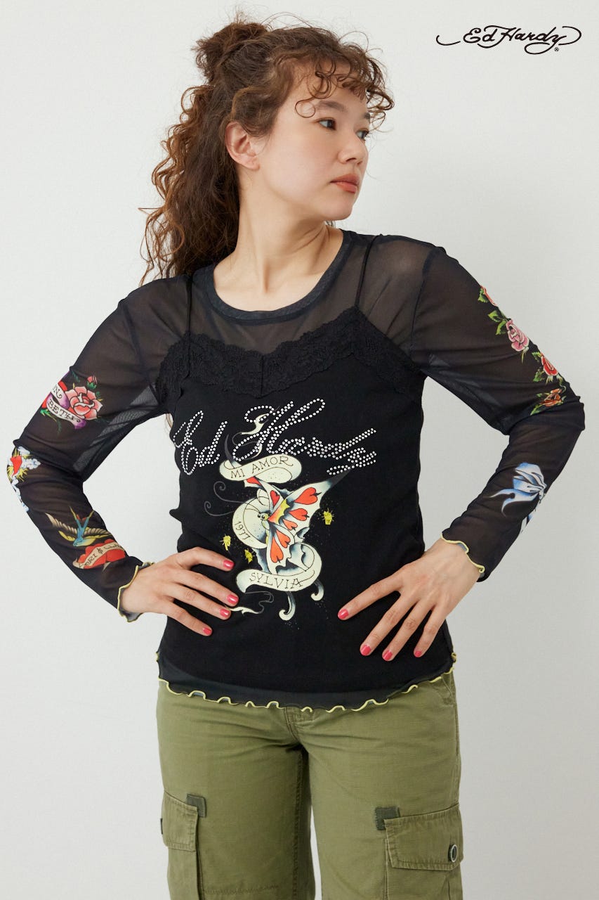 (Ed Hardy)レースキャミソール BLK FREE