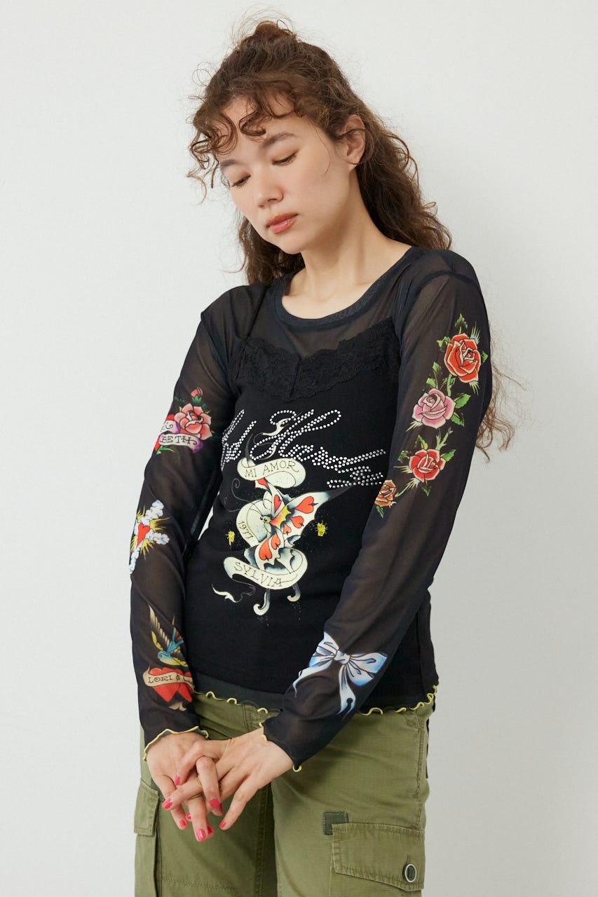 (Ed Hardy)レースキャミソール BLK FREE