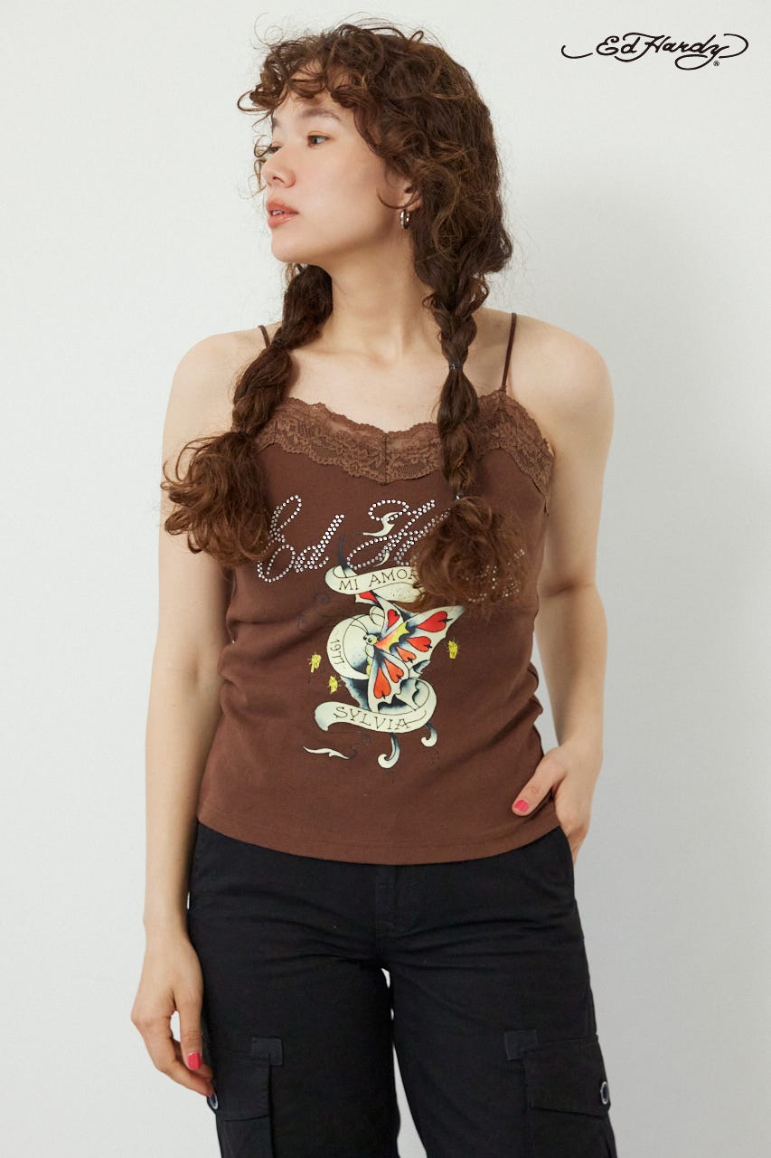 (Ed Hardy)レースキャミソール BRN FREE
