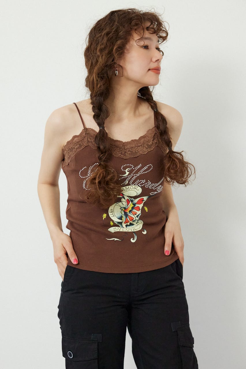 (Ed Hardy)レースキャミソール BRN FREE
