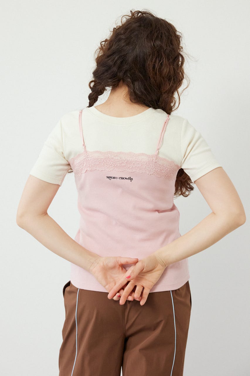 (Ed Hardy)レースキャミソール L/PNK FREE