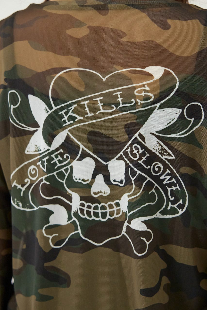 (Ed Hardy)シアーロングスリーブ Tシャツ 迷彩 FREE