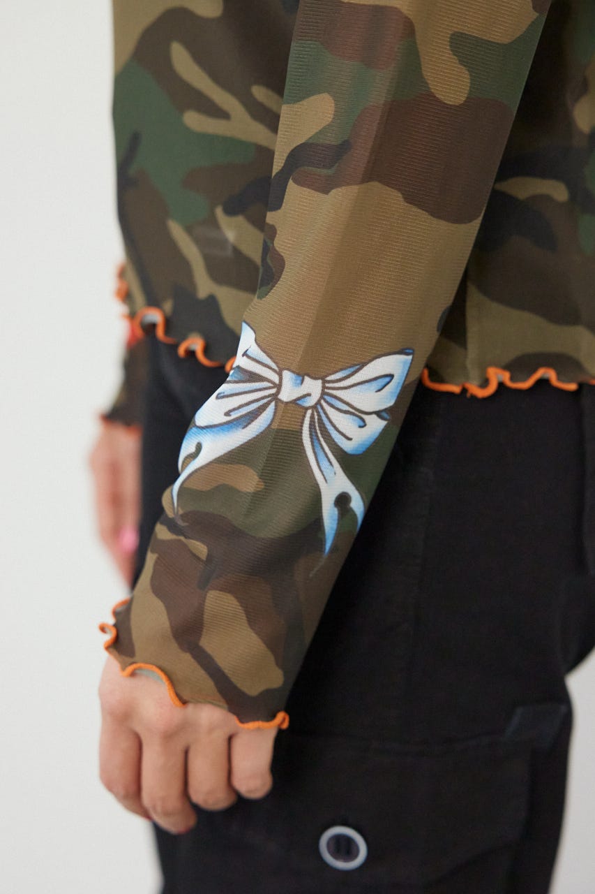 (Ed Hardy)シアーロングスリーブ Tシャツ 迷彩 FREE