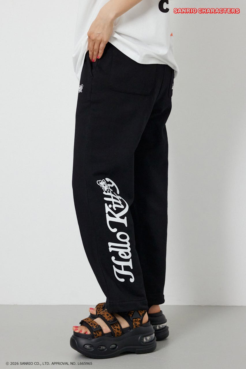(HELLO KITTY) アップリケスウェットパンツ BLK S