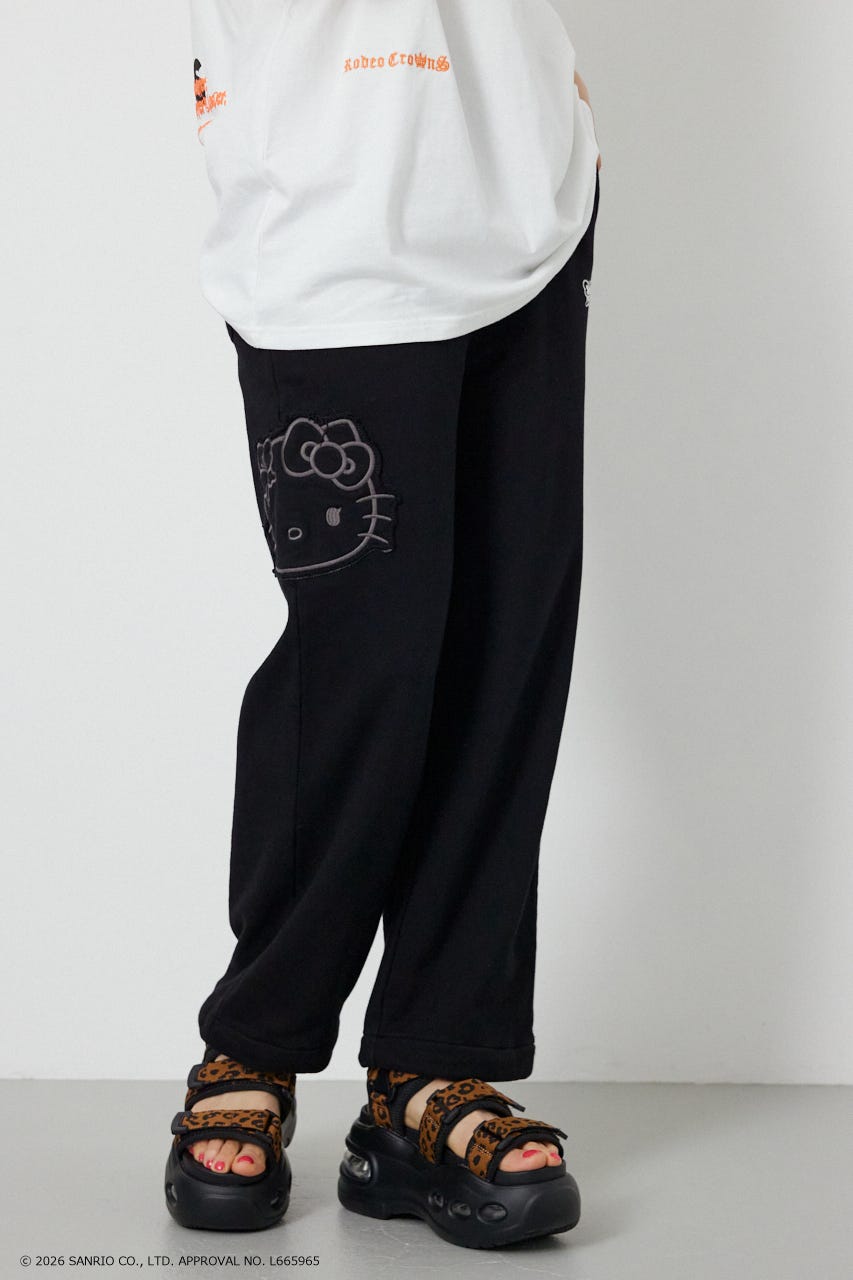 (HELLO KITTY) アップリケスウェットパンツ BLK S