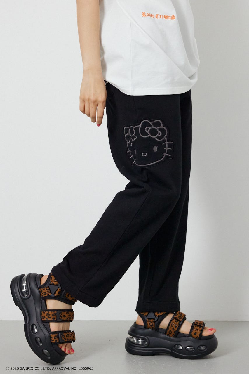 (HELLO KITTY) アップリケスウェットパンツ BLK S
