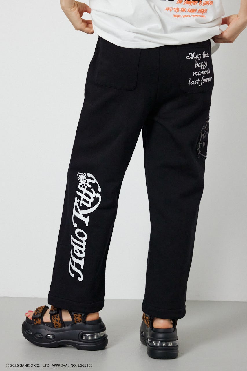 (HELLO KITTY) アップリケスウェットパンツ BLK S