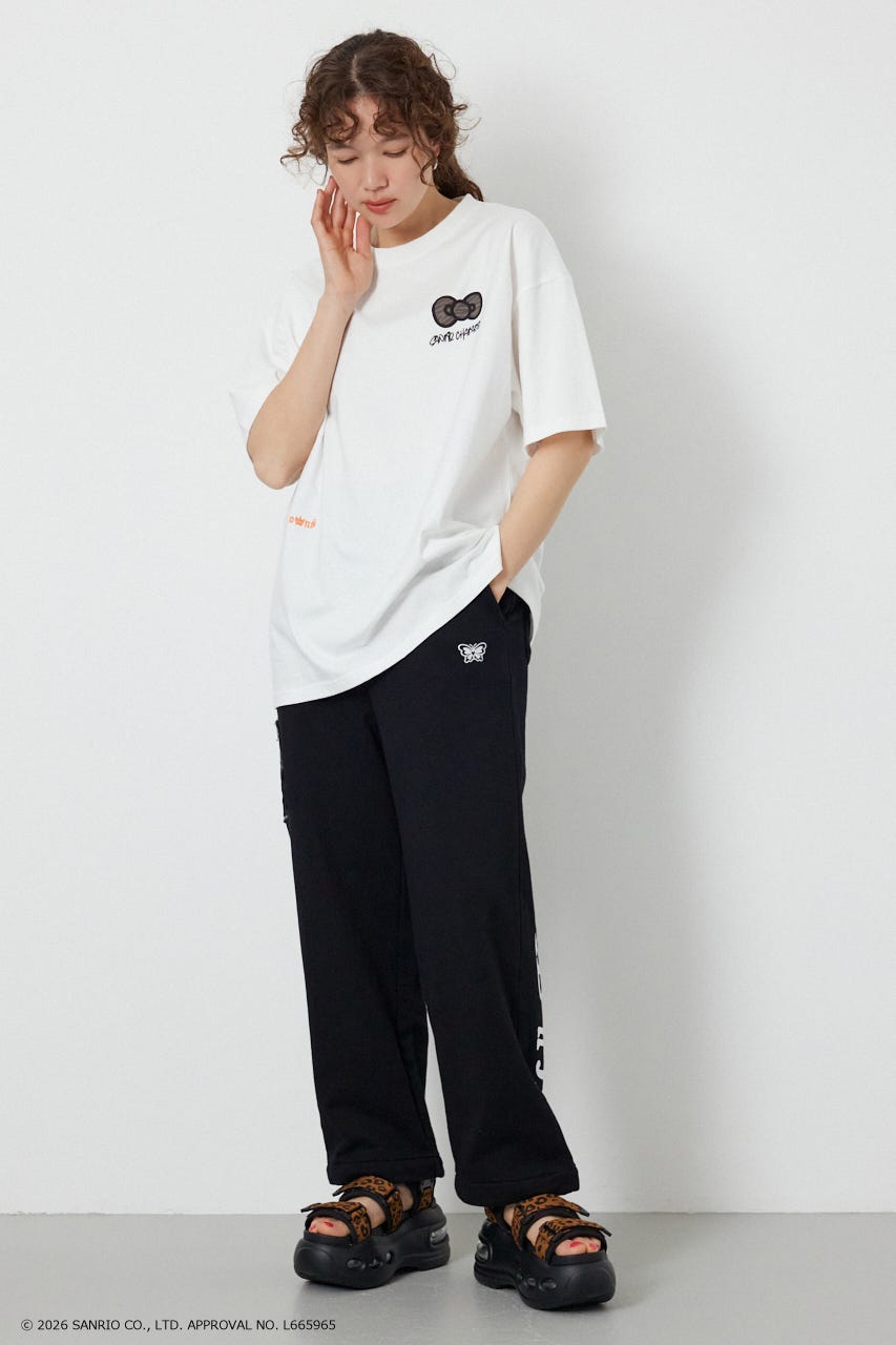 (HELLO KITTY) アップリケスウェットパンツ BLK S