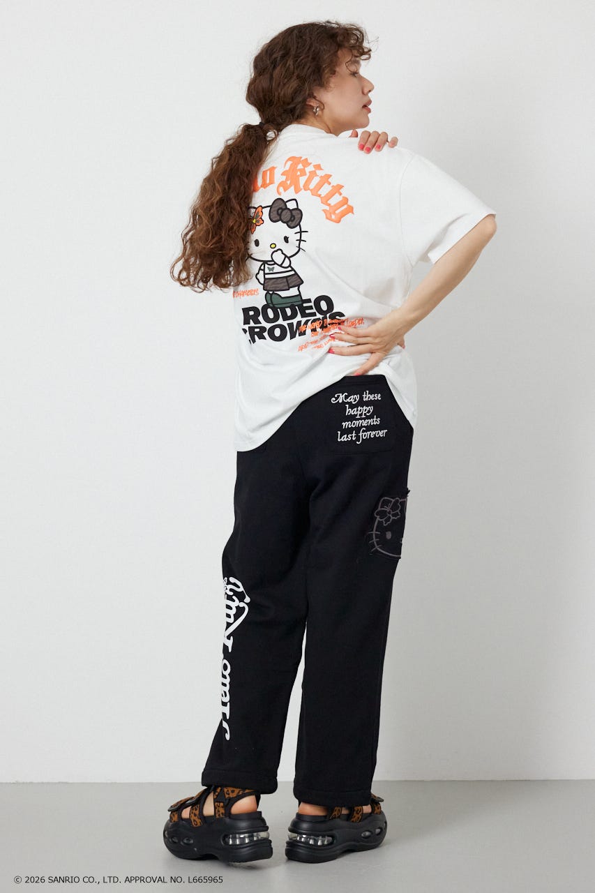 (HELLO KITTY) アップリケスウェットパンツ BLK S