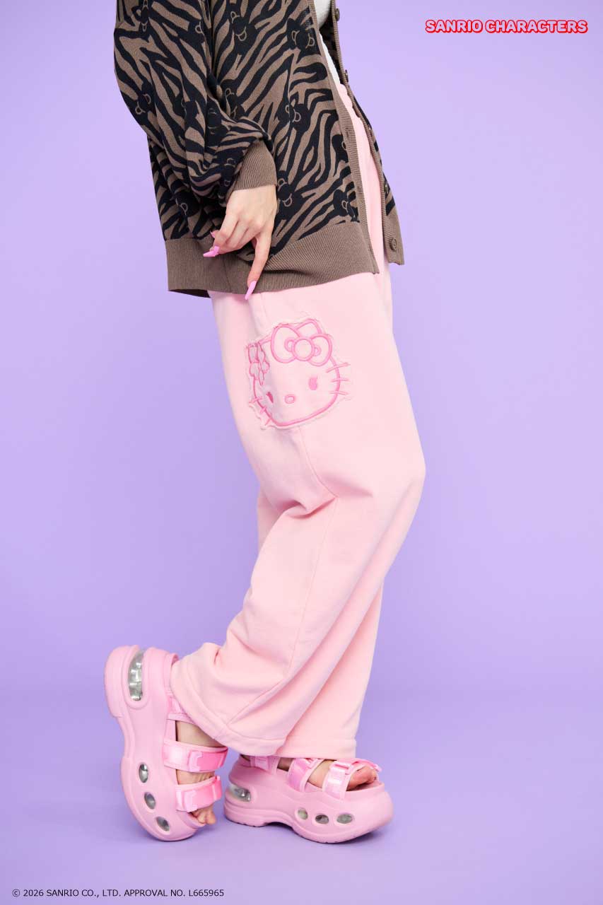 (HELLO KITTY) アップリケスウェットパンツ L/PNK S