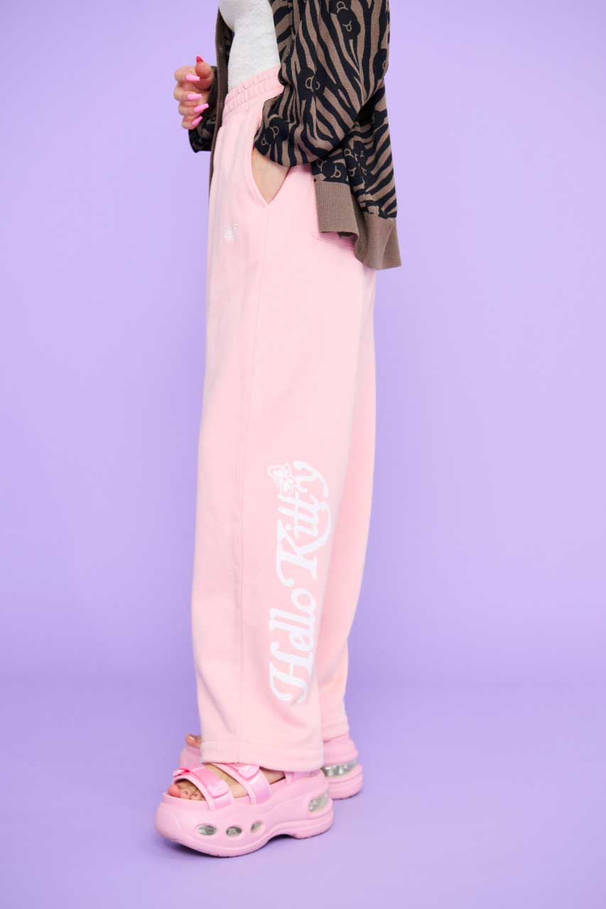 (HELLO KITTY) アップリケスウェットパンツ L/PNK S