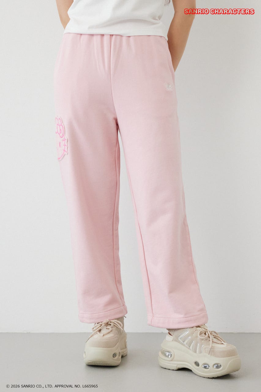 (HELLO KITTY) アップリケスウェットパンツ L/PNK S