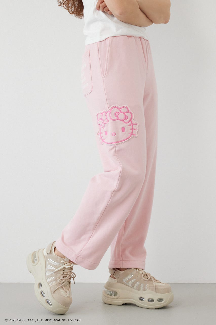 (HELLO KITTY) アップリケスウェットパンツ L/PNK S