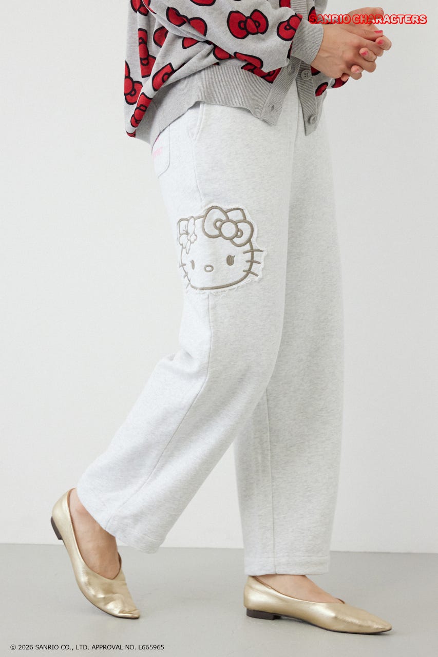 (HELLO KITTY) アップリケスウェットパンツ L/T.GRY M