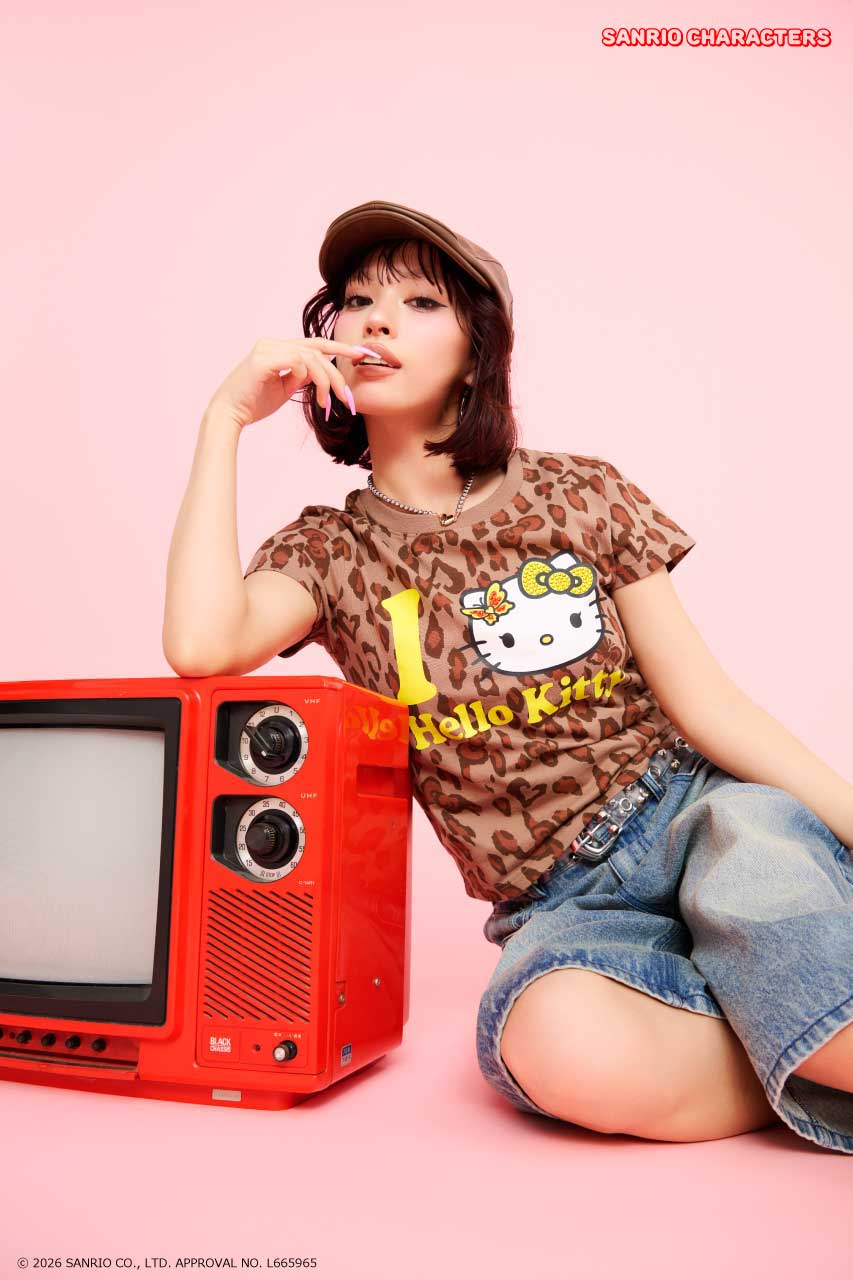 (HELLO KITTY) Face Tシャツ 柄BEG S