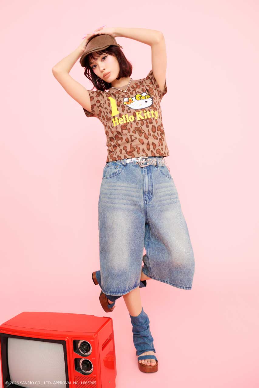 (HELLO KITTY) Face Tシャツ 柄BEG S