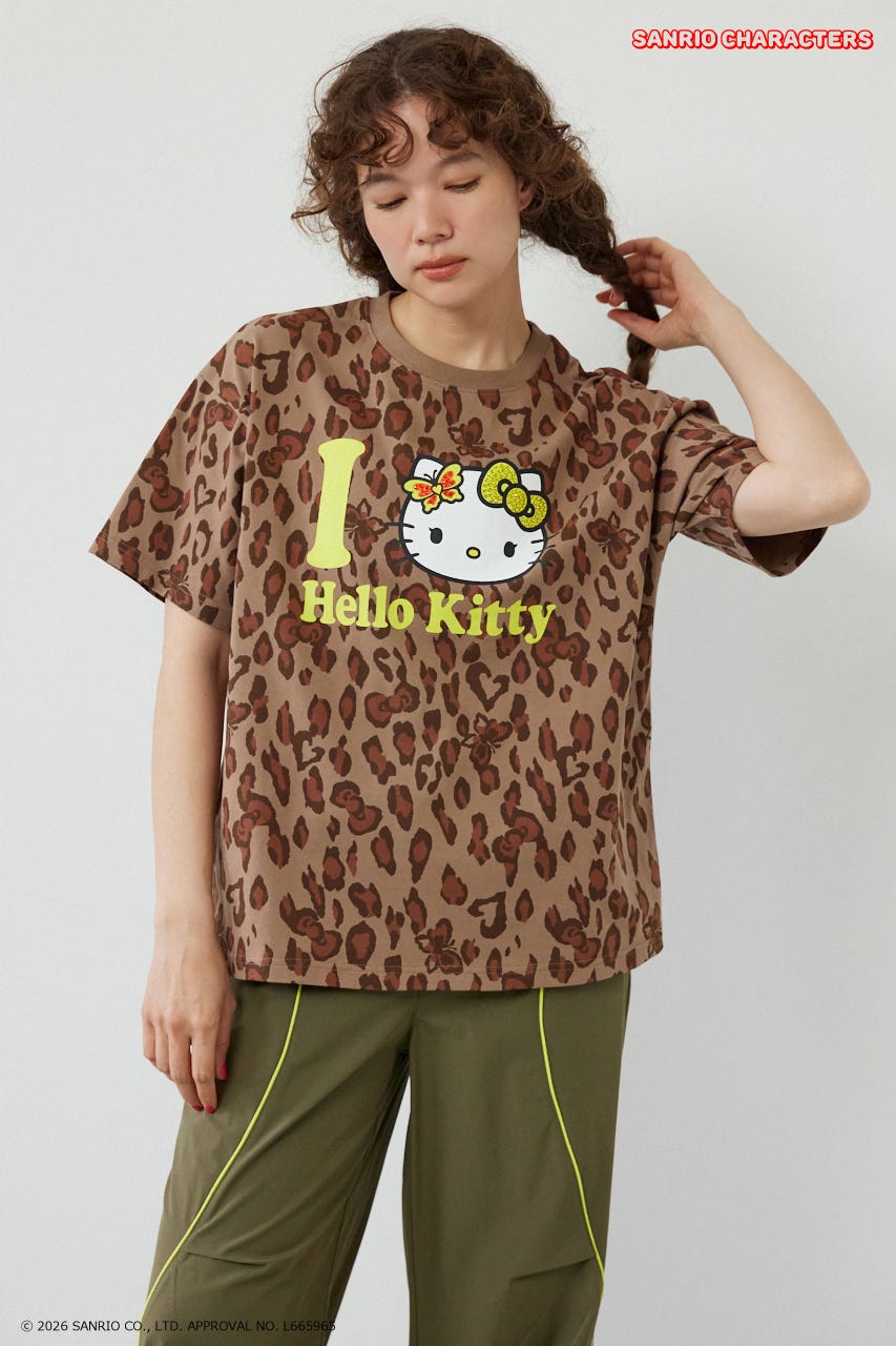 (HELLO KITTY) Face Tシャツ 柄BEG S