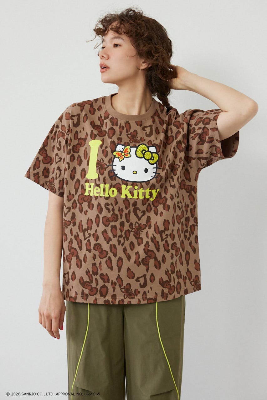 (HELLO KITTY) Face Tシャツ 柄BEG S