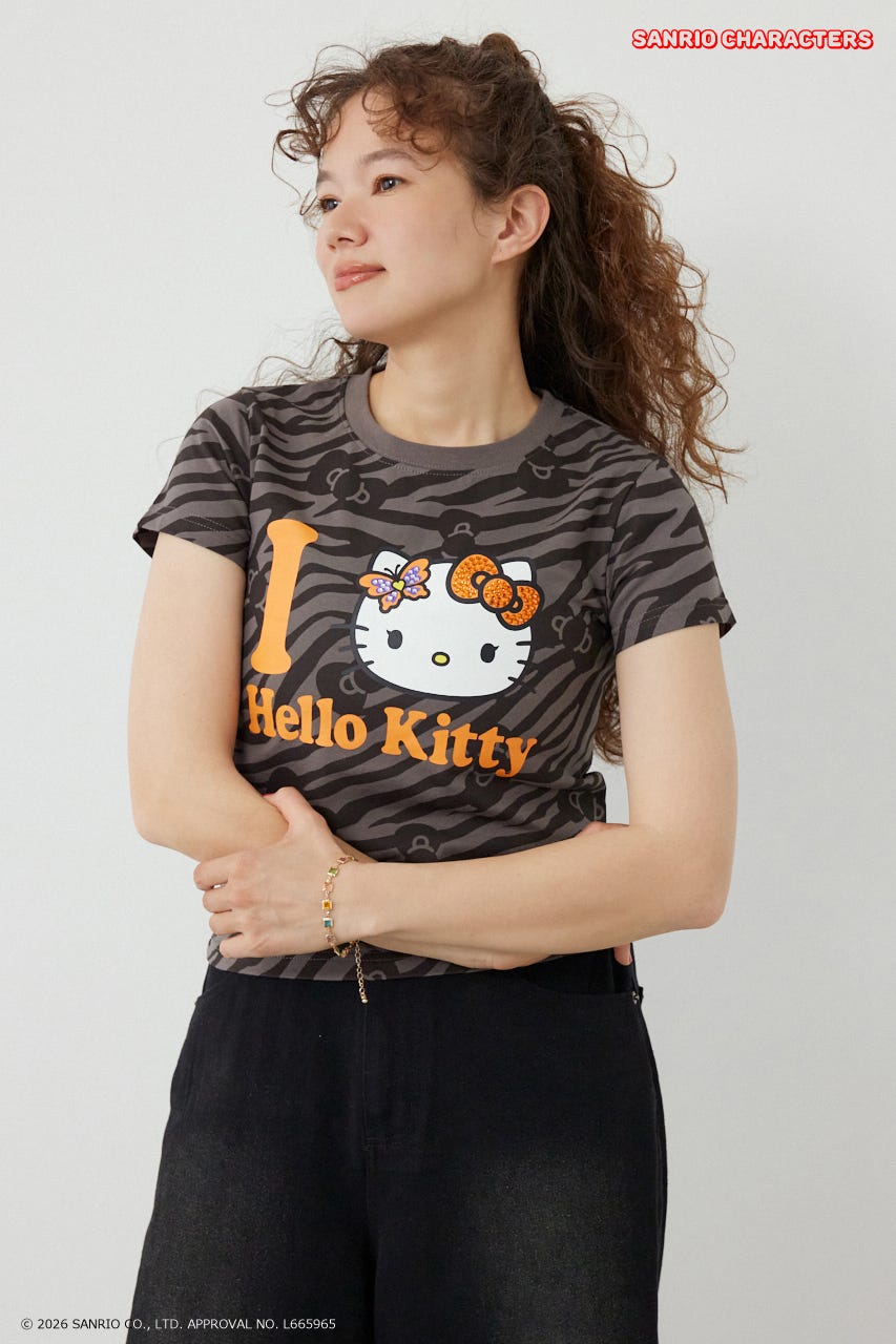 (HELLO KITTY) Face Tシャツ 柄GRY S
