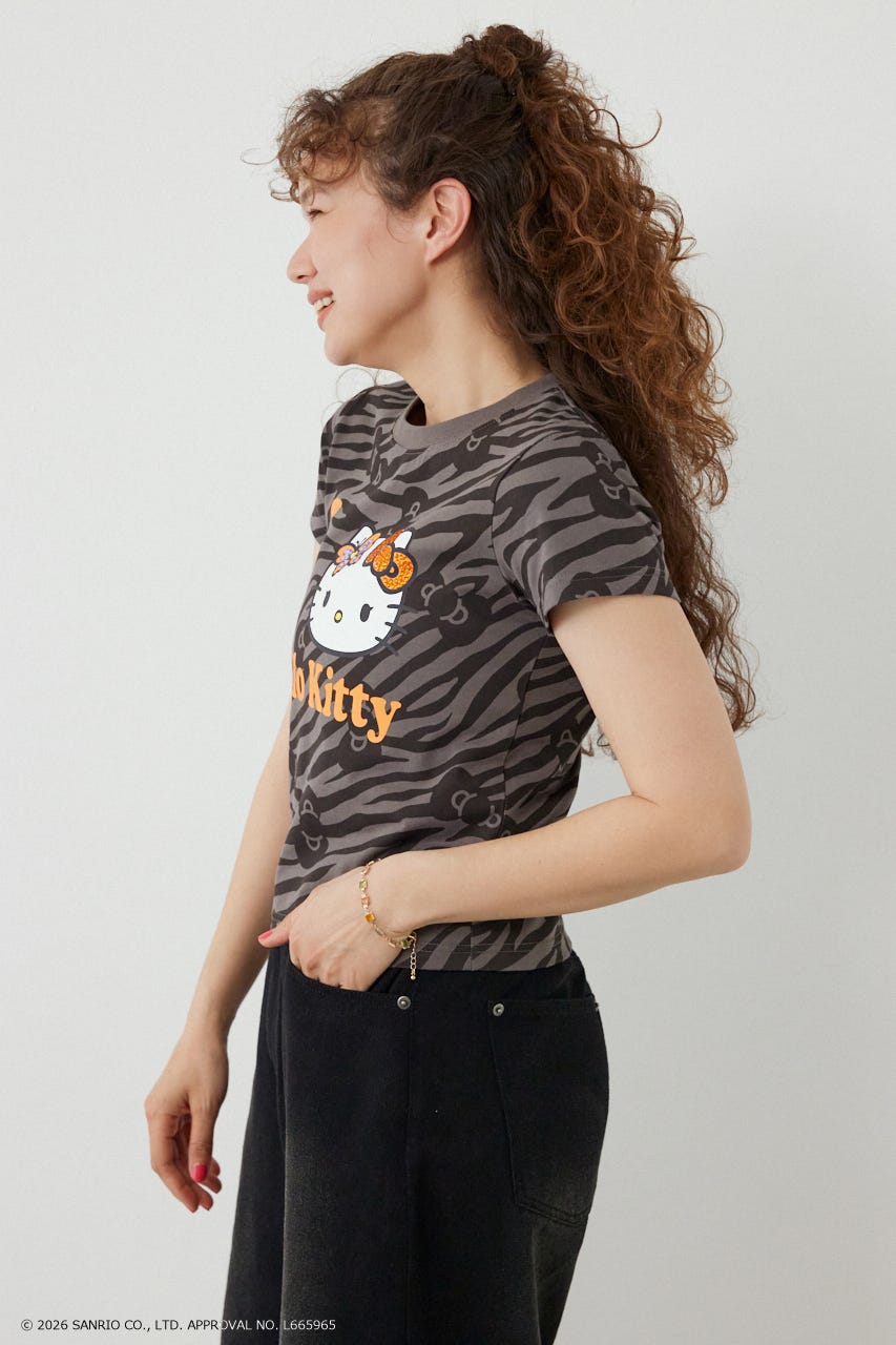 (HELLO KITTY) Face Tシャツ 柄GRY S