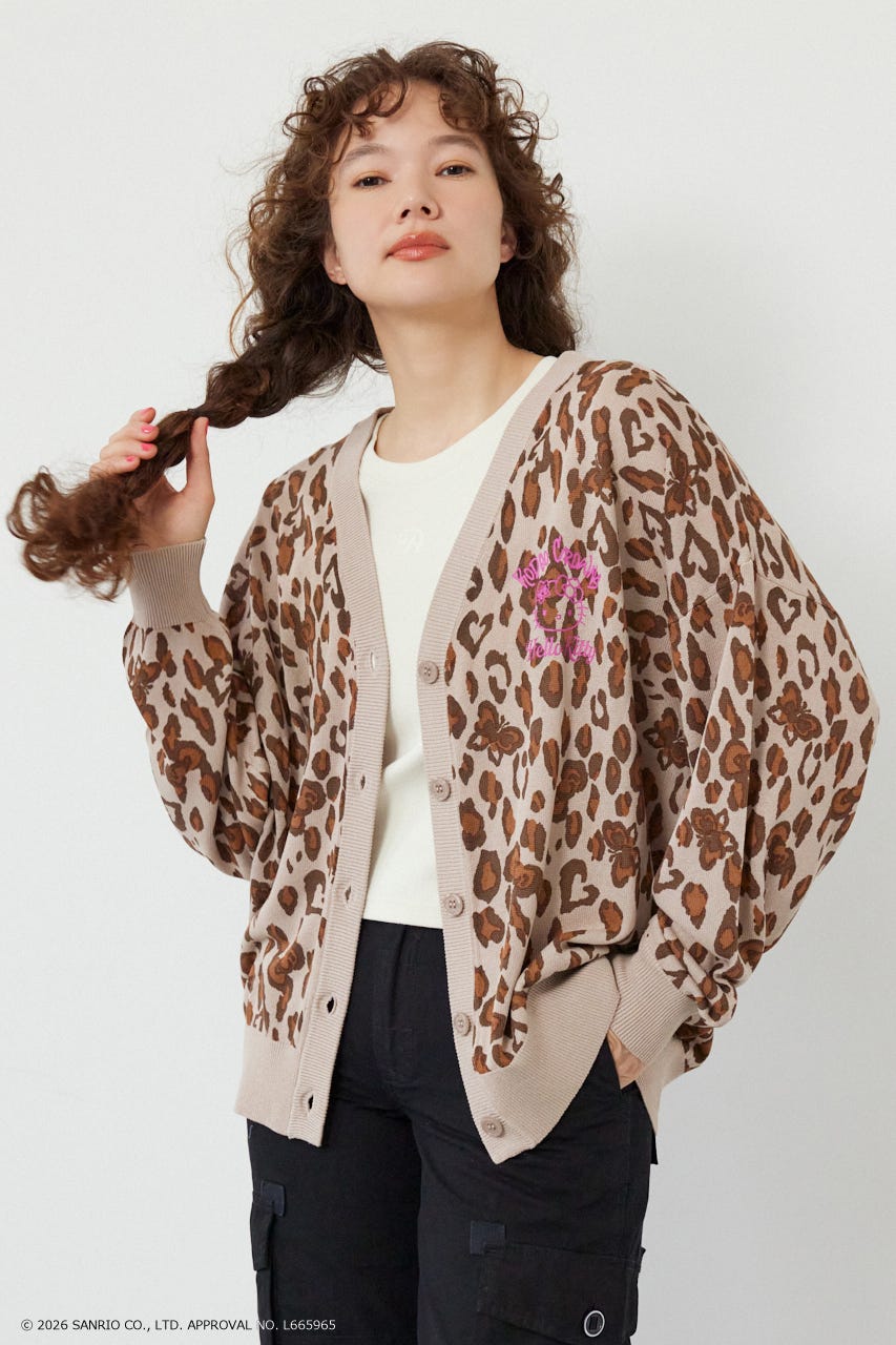 (HELLO KITTY)パターンカーディガン 柄BEG FREE