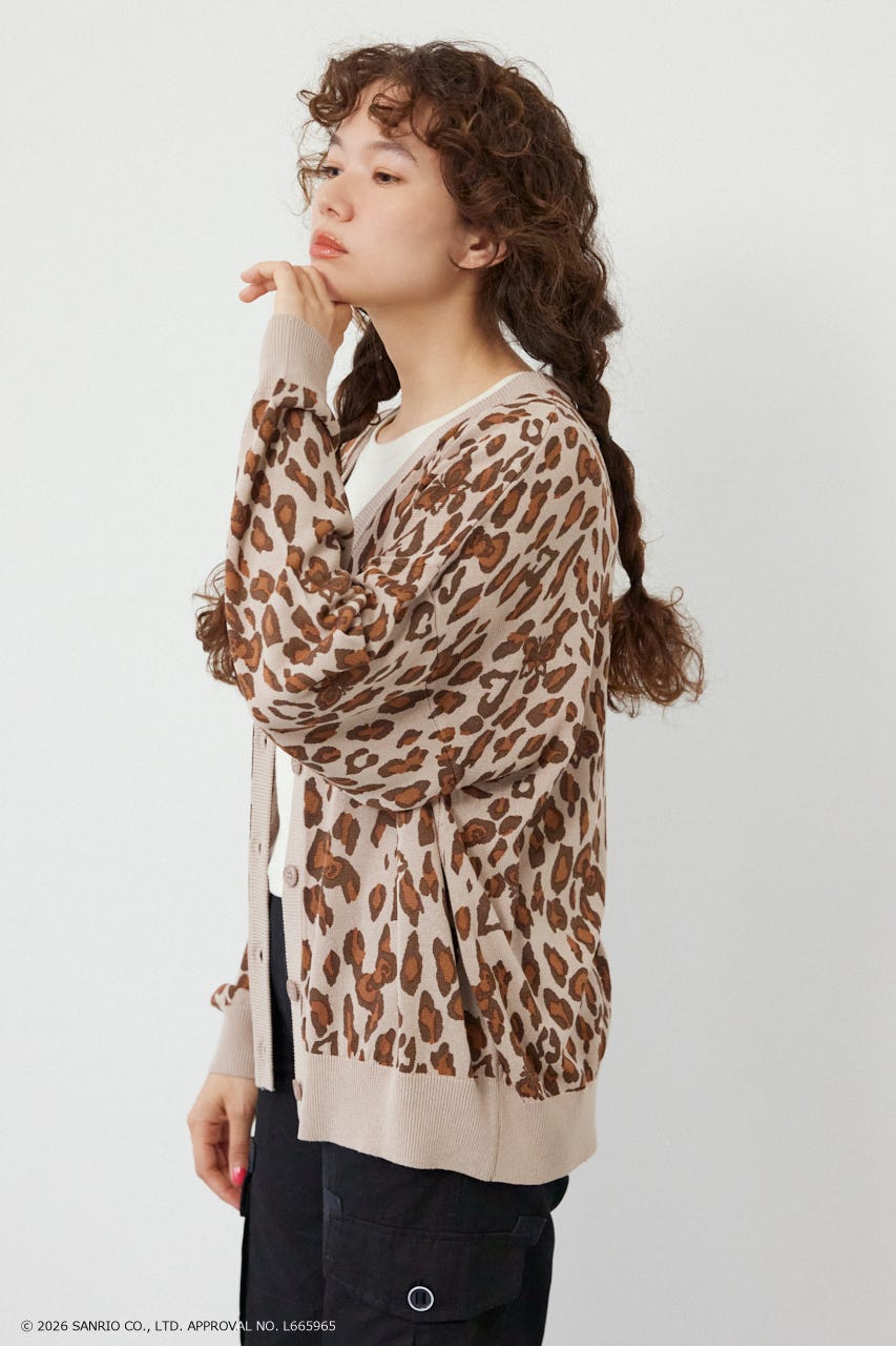 (HELLO KITTY)パターンカーディガン 柄BEG FREE