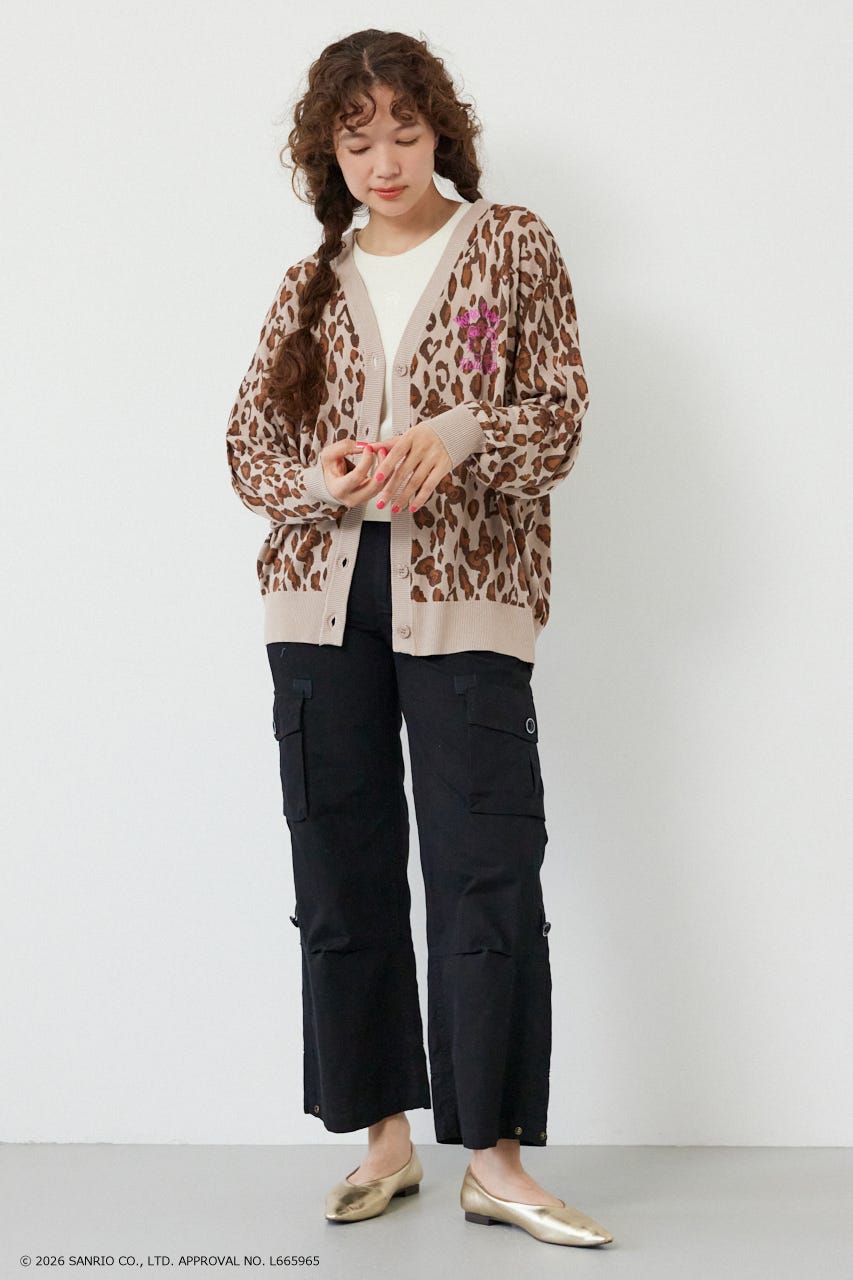 (HELLO KITTY)パターンカーディガン 柄BEG FREE