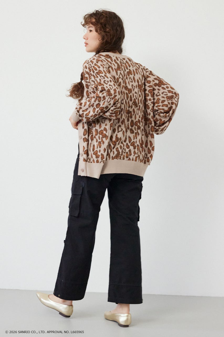 (HELLO KITTY)パターンカーディガン 柄BEG FREE