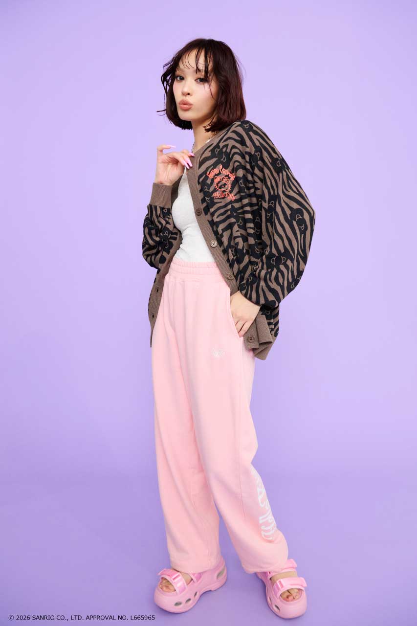 (HELLO KITTY)パターンカーディガン 柄BLK FREE