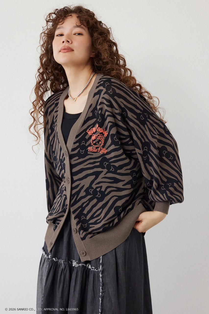 (HELLO KITTY)パターンカーディガン 柄BLK FREE