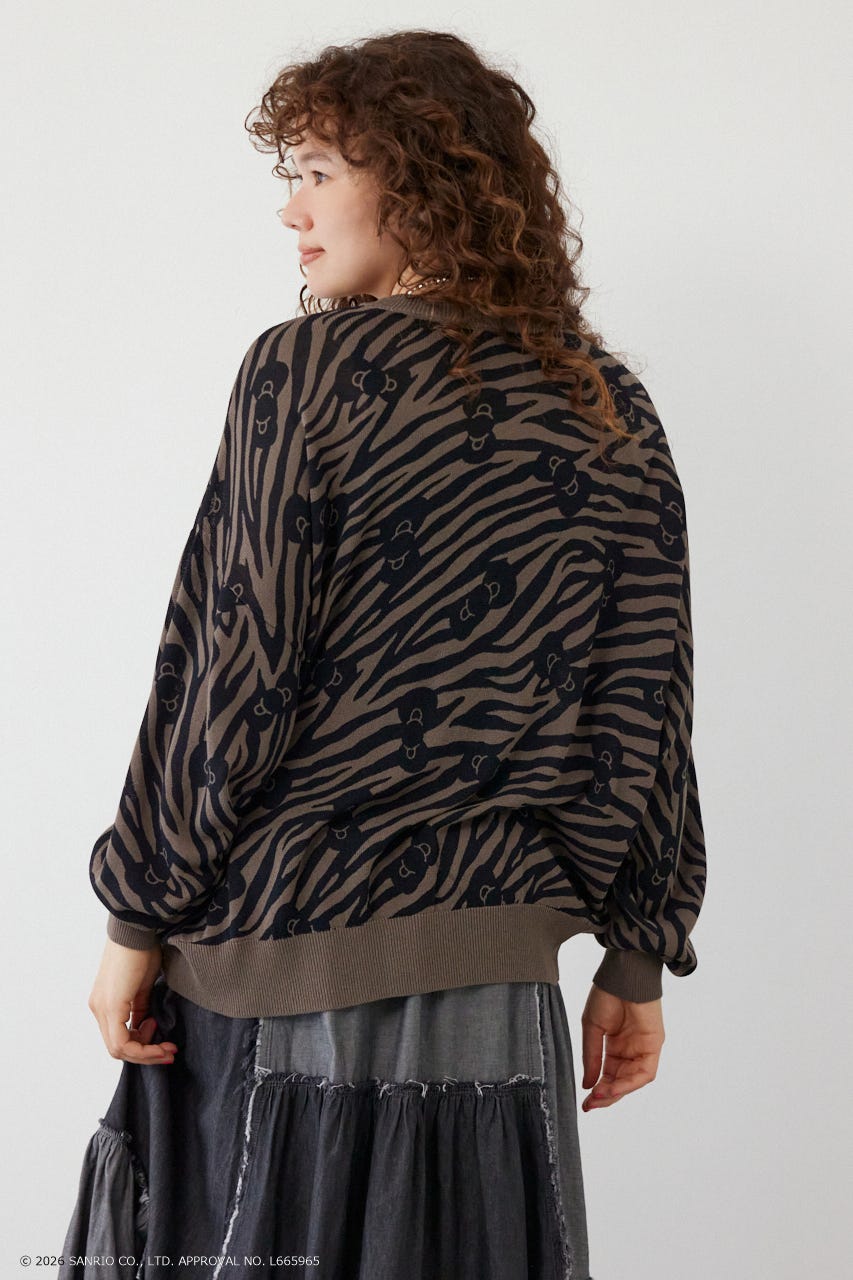 (HELLO KITTY)パターンカーディガン 柄BLK FREE