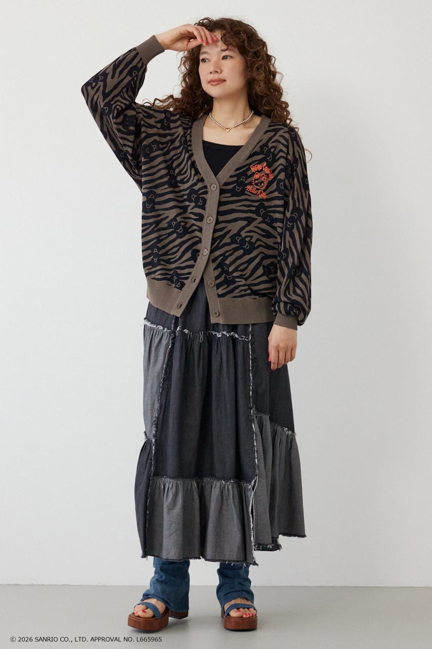 (HELLO KITTY)パターンカーディガン 柄BLK FREE