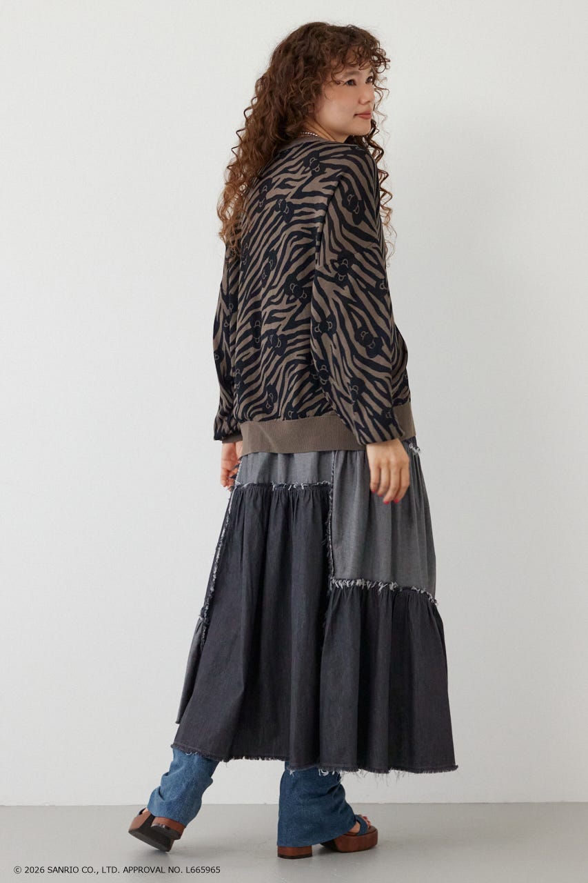 (HELLO KITTY)パターンカーディガン 柄BLK FREE