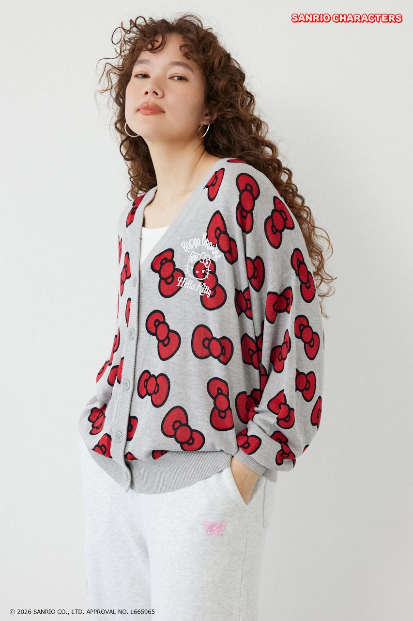 (HELLO KITTY)パターンカーディガン 柄RED FREE