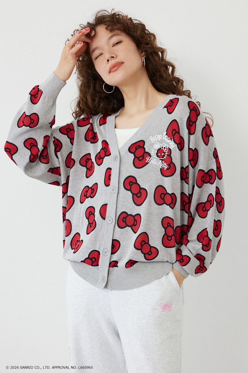 (HELLO KITTY)パターンカーディガン 柄RED FREE