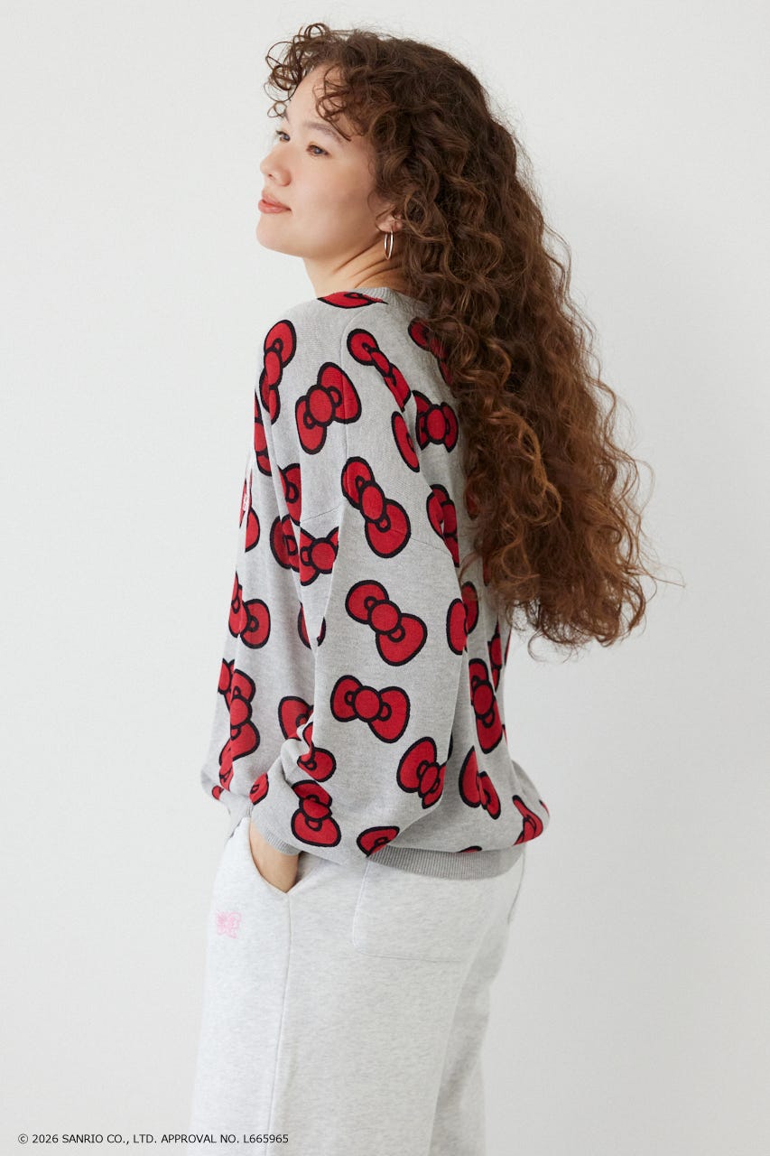 (HELLO KITTY)パターンカーディガン 柄RED FREE