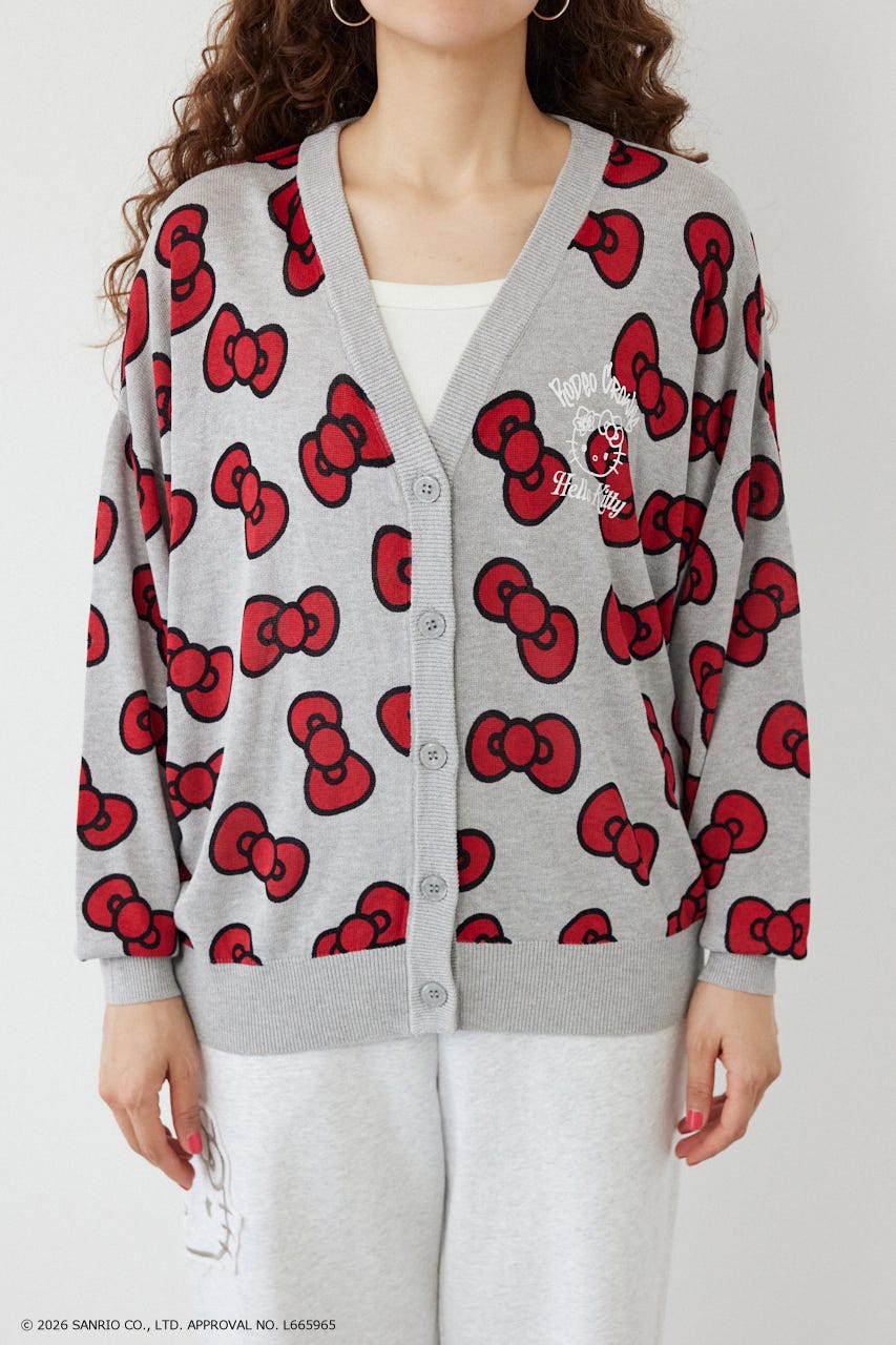(HELLO KITTY)パターンカーディガン 柄RED FREE