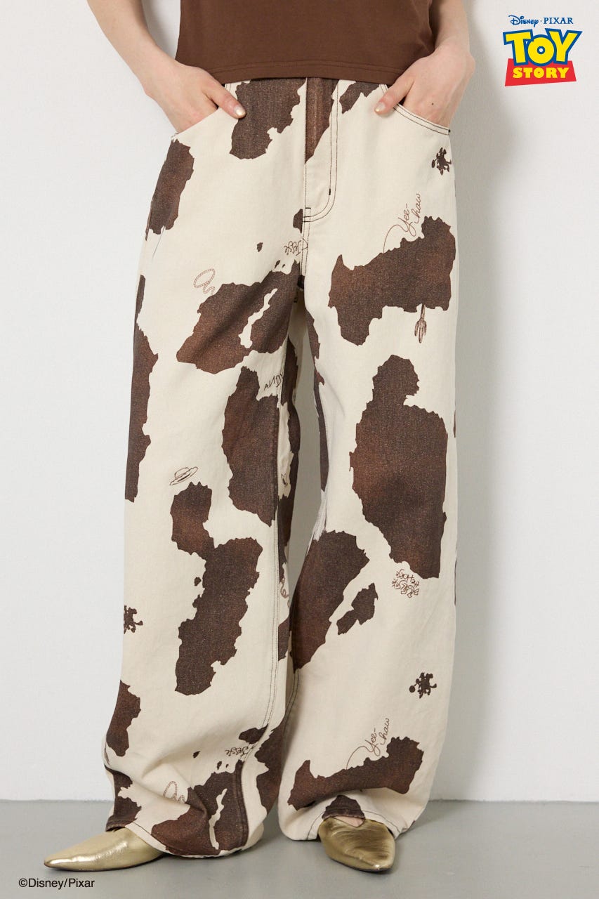 (TOY STORY)COW PATTERN パンツ 柄WHT S