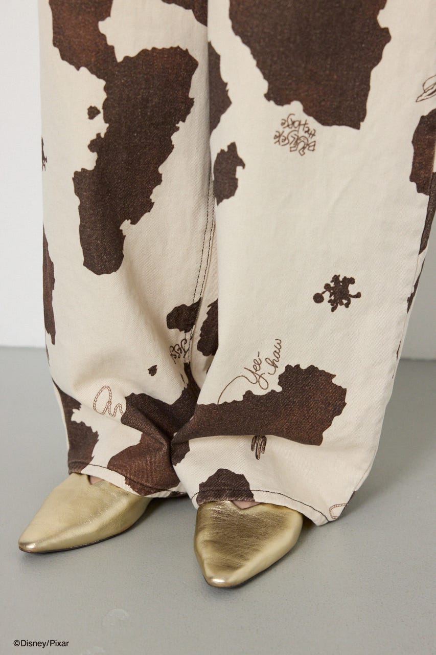 (TOY STORY)COW PATTERN パンツ 柄WHT S