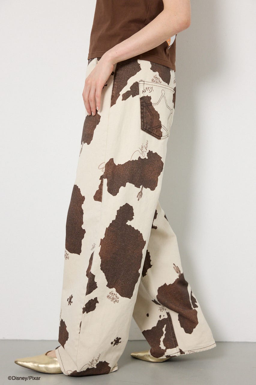(TOY STORY)COW PATTERN パンツ 柄WHT S
